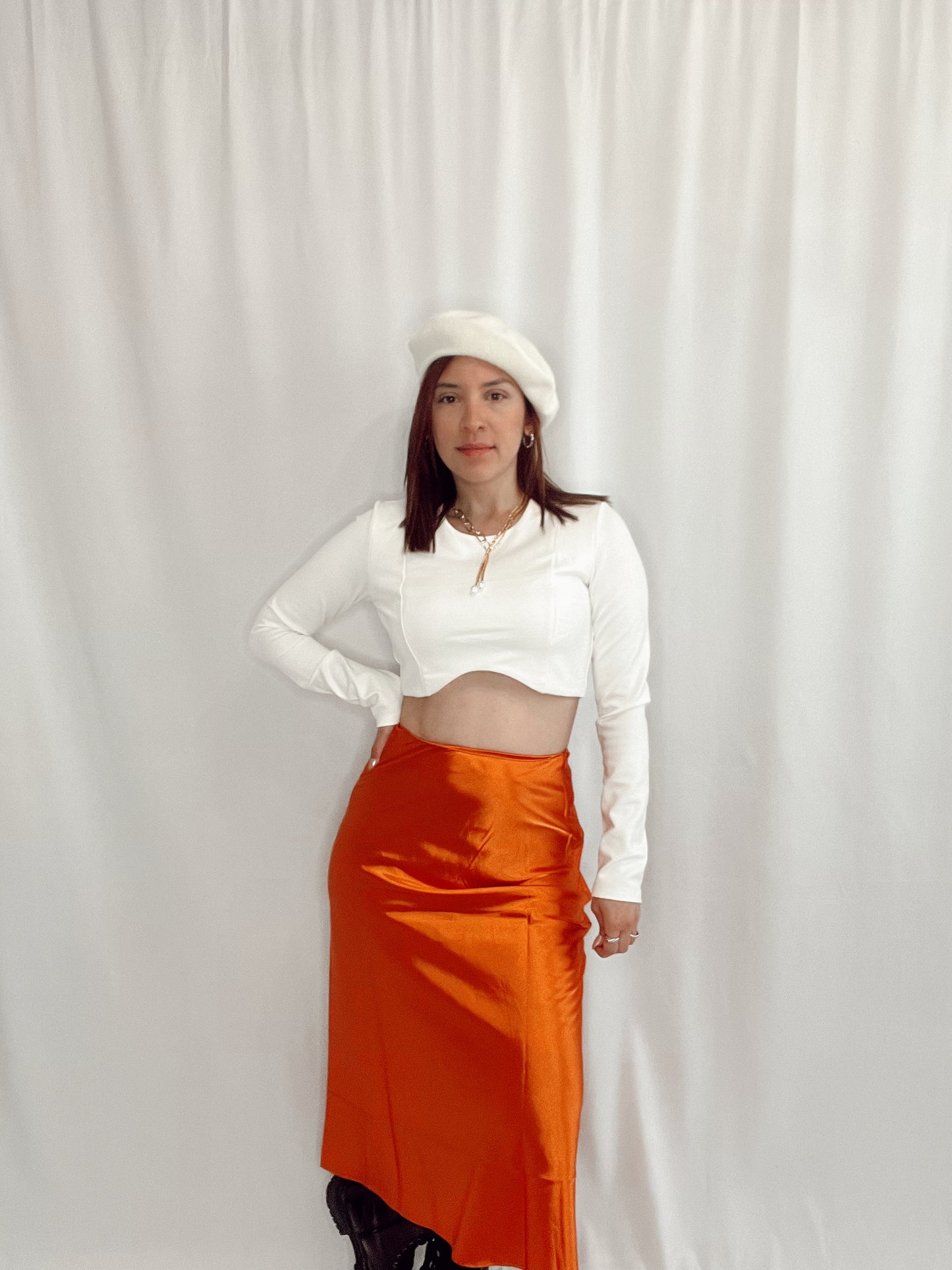 Satin Midi Skirt